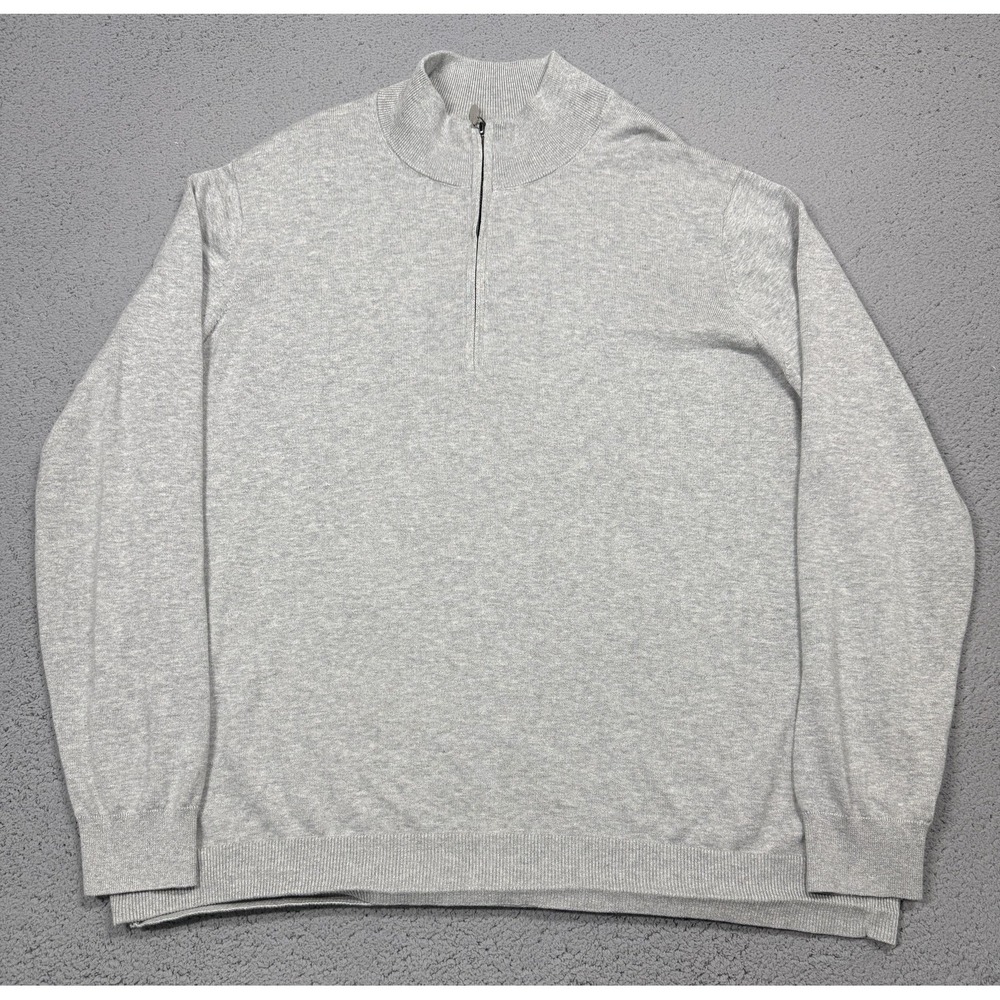 Vineyard Vines Sweater Mens XL‎ Gray Cotton Cashmere 1/4 Zip Mock Neck Pullover